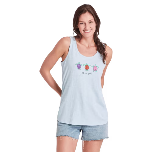New! Life is Good Three Turtles Slub Tank for Ladies