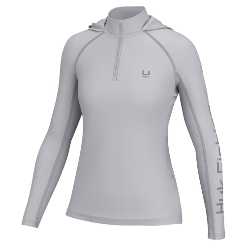 New! Huk Icon Quarter-Zip Long-Sleeve Hoodie for Ladies