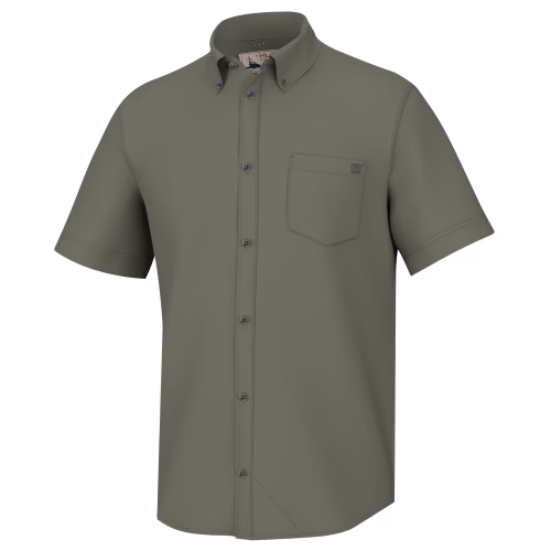 New! Huk Kona Solid Short-Sleeve Button-Down Shirt for Men