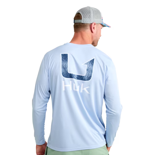 New! Huk Pursuit Logo Fill Long-Sleeve Crew for Men
