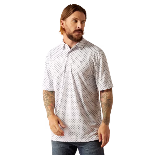 New! Ariat All-Over Print Short-Sleeve Polo for Men