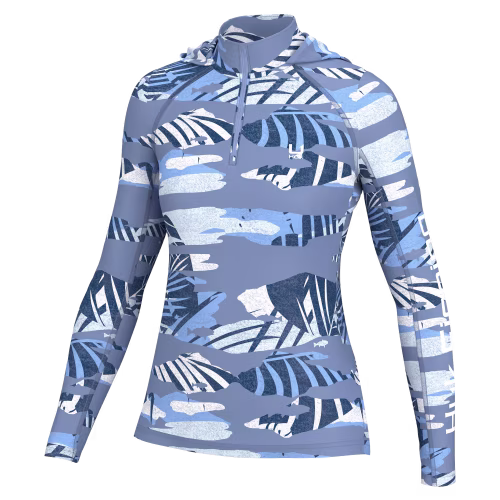 New! Huk Icon Tropicamo Quarter-Zip Hoodie for Ladies