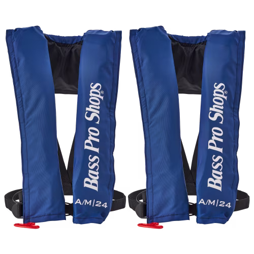 New! Bass Pro Shops AM24 Auto/Manual Inflatable Life Vest 2-Pack