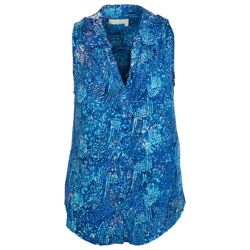 New! Santiki Lindy Sleeveless Button-Front Top for Ladies