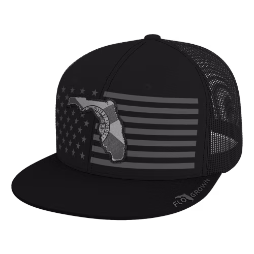 New! FloGrown Stars and Stripes Blackout Mesh-Back Cap