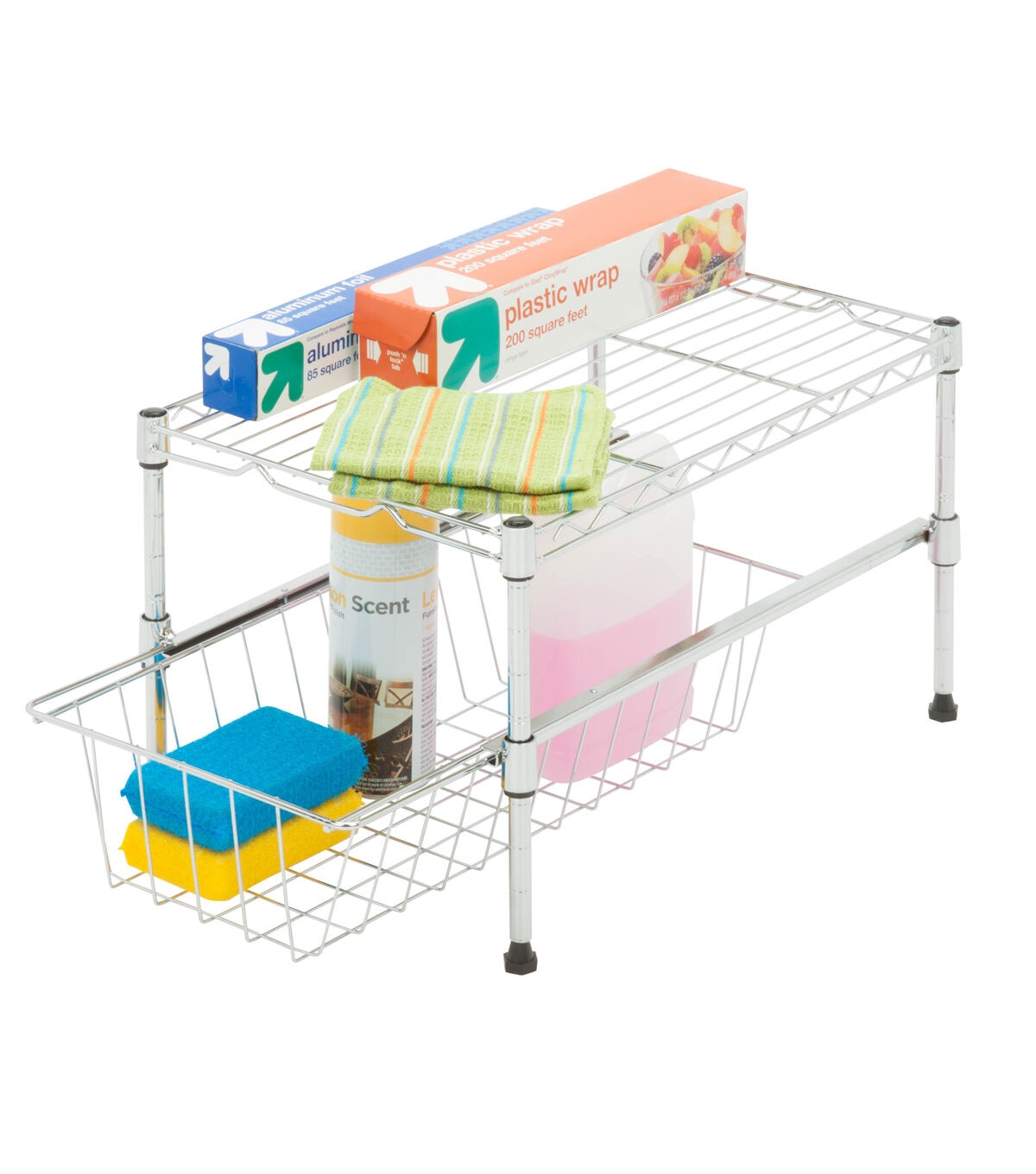 Honey Can Do 17.5 Cabinet Organizer With Basket & Adjustable Shelf