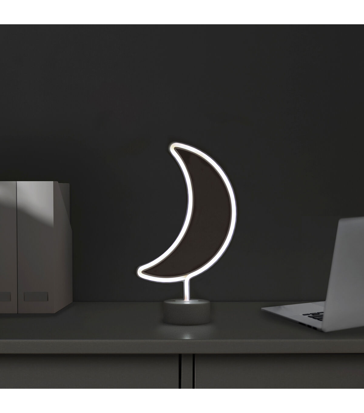 Northlight 11.5 White Battery Operated Neon LED Moon Table Light