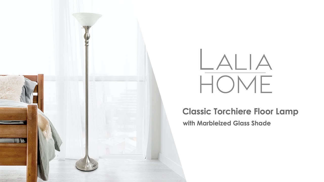 All The Rages Classic 1 Light Floor Lamp with Marbleized Glass Shade