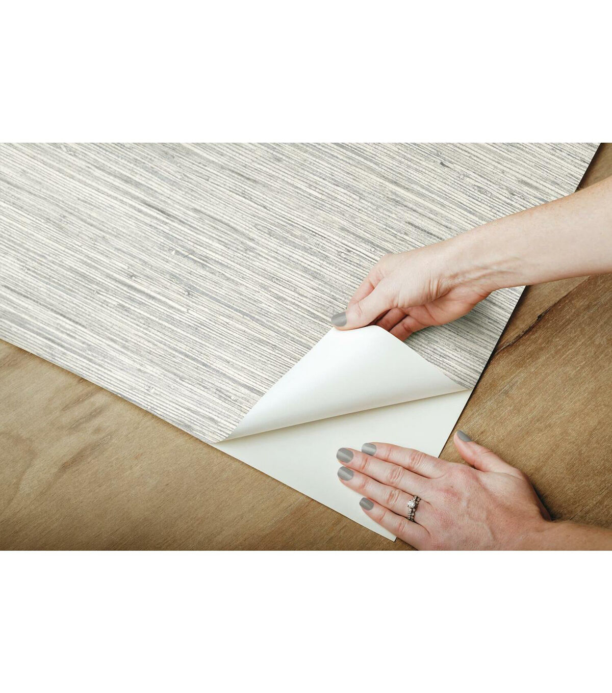 RoomMates Faux Grasscloth Peelable Wallpaper Grey