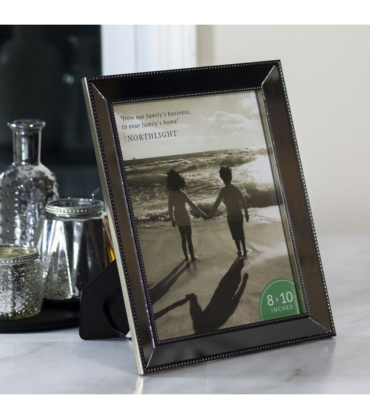 Northlight 8 x 10 Black & Silver Glass Mirror Picture Frame