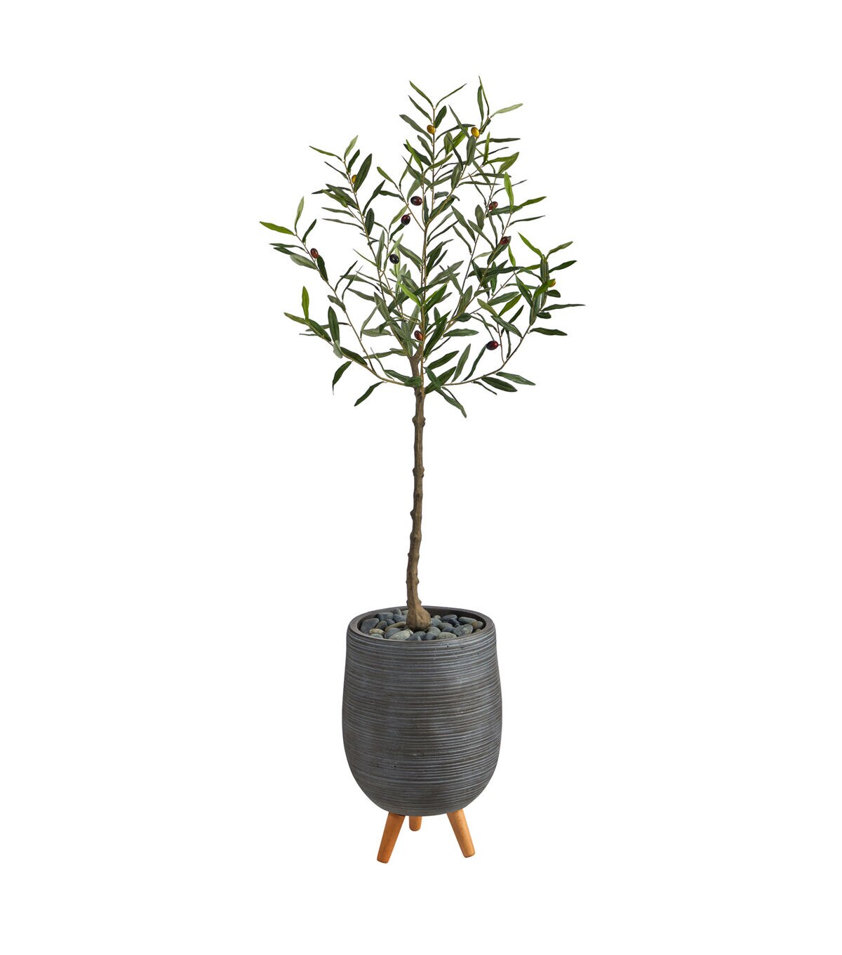 Nearly Natural 4.5' Olive Artificial Tree in Gray Planter With Stand