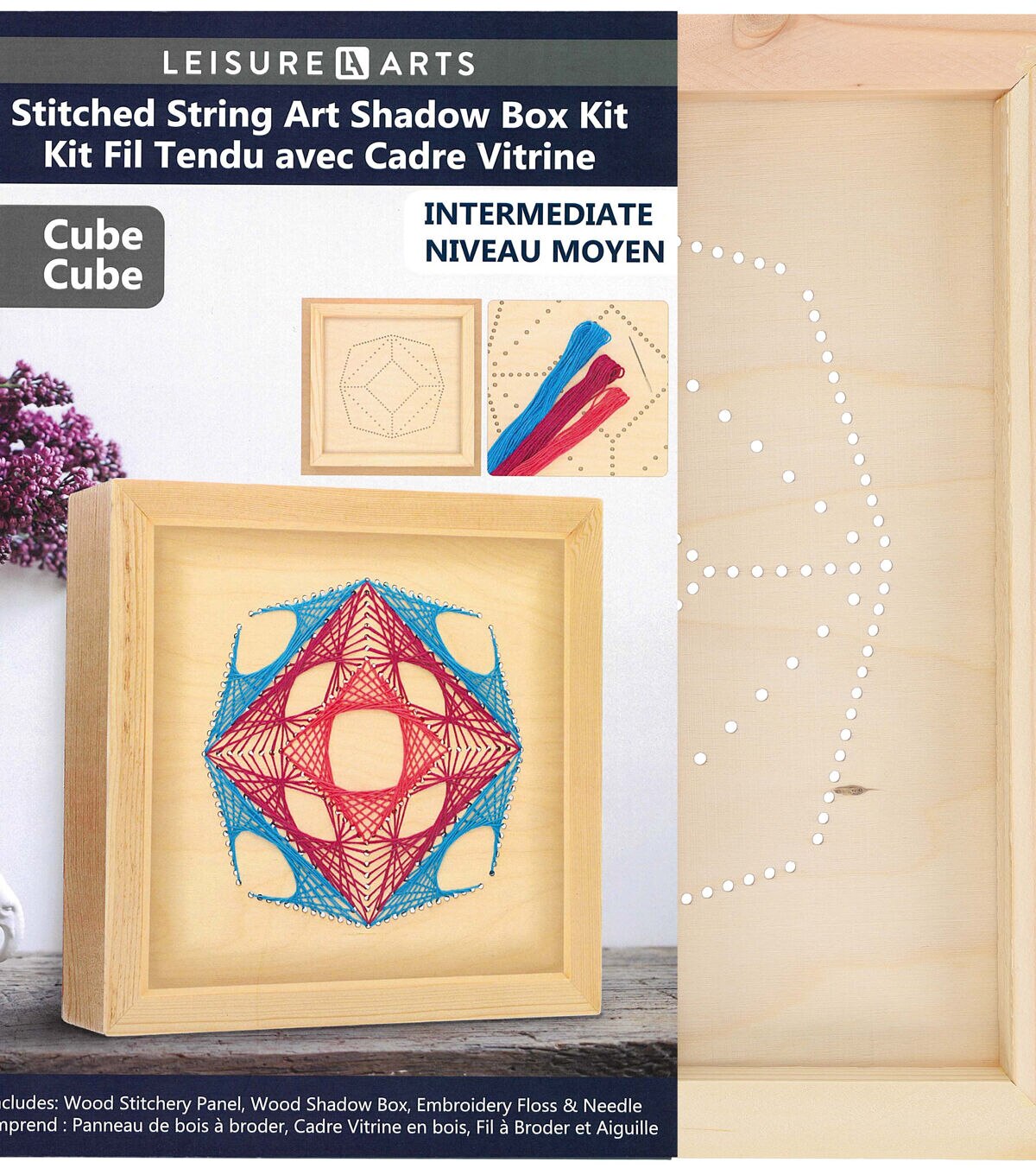 Leisure Arts 11 Cube Wood Stitching String Art Kit With Shadow Box
