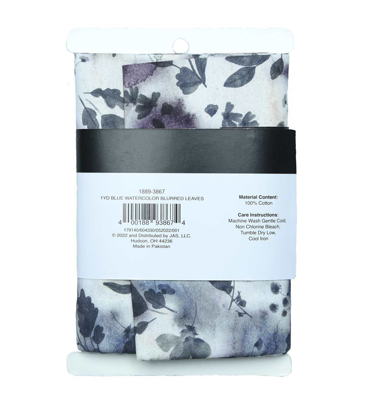 1yd Precut Blue Watercolor Leaves Quilt Cotton Fabric by Keepsake Calico