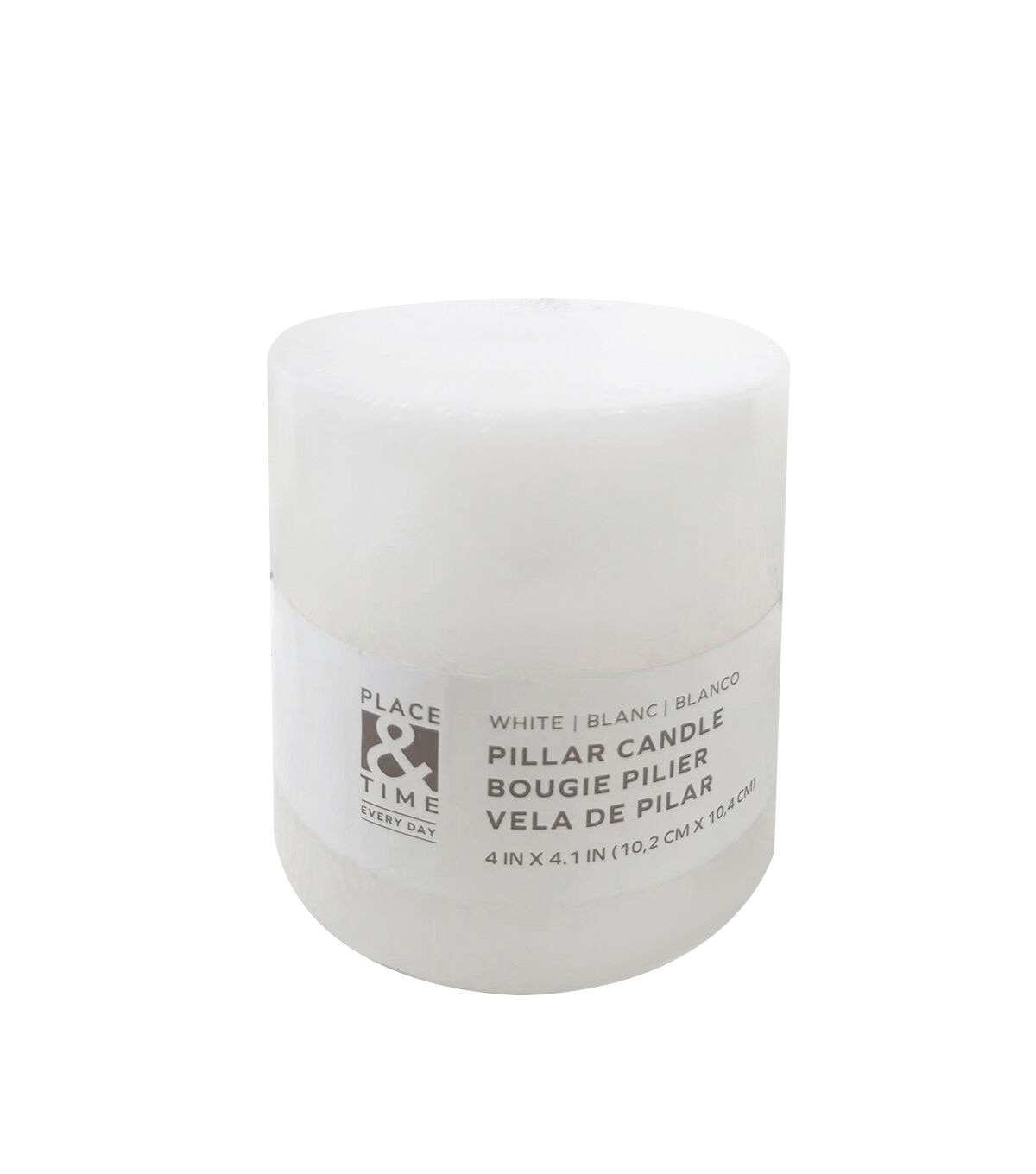 4 x 4 White 3 Wick Unscented Poured Pillar Candle by Place & Time