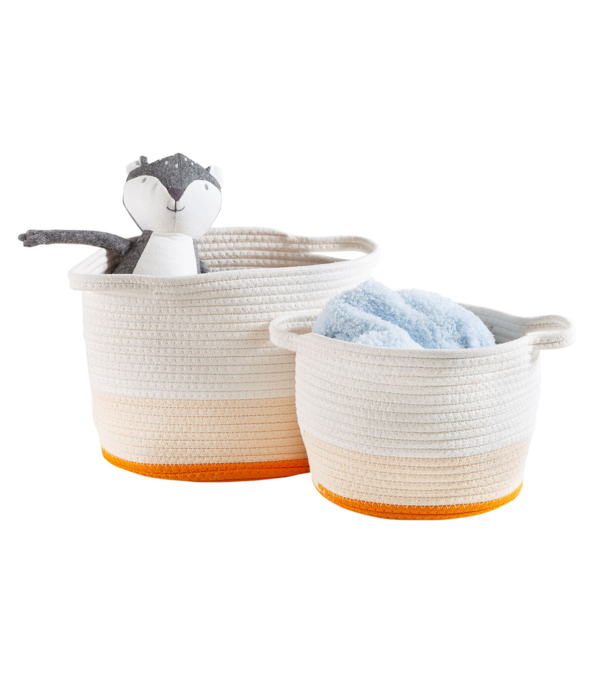 Honey Can Do 12 Orange & White Nesting Cotton Rope Storage Baskets 2ct