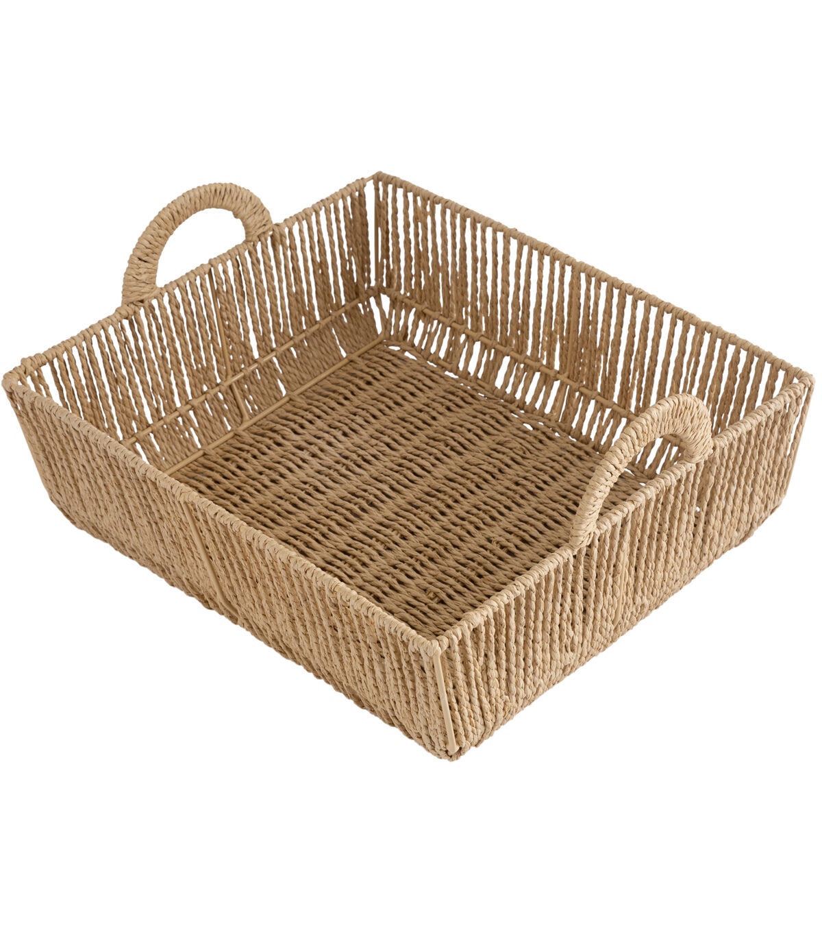 Simplify 15 x 5 Dutch Weave Shelf Storage Basket With Round Handles