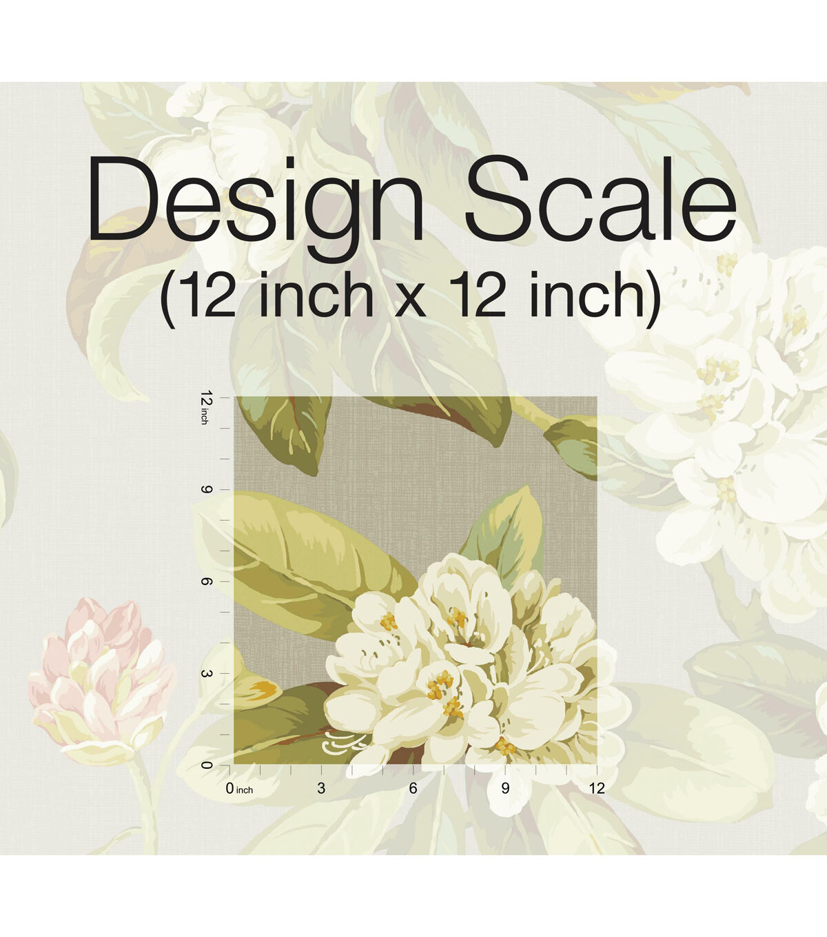 RoomMates 18 x 18' Floral on Beige Live Artfully Peel & Stick Wallpaper