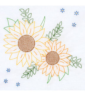 Jack Dempsey Needle Art 18 Golden Sunflower Stamped Quilt Blocks 6pk