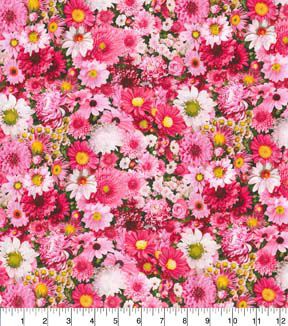 Fabric Traditions Pink & Red Garden Party Floral Premium Cotton Fabric