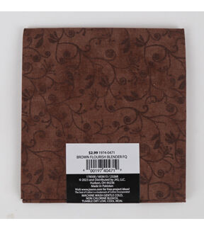 18 x 20 Brown Flourish Cotton Fabric Quarter 1pc by Keepsake Calico