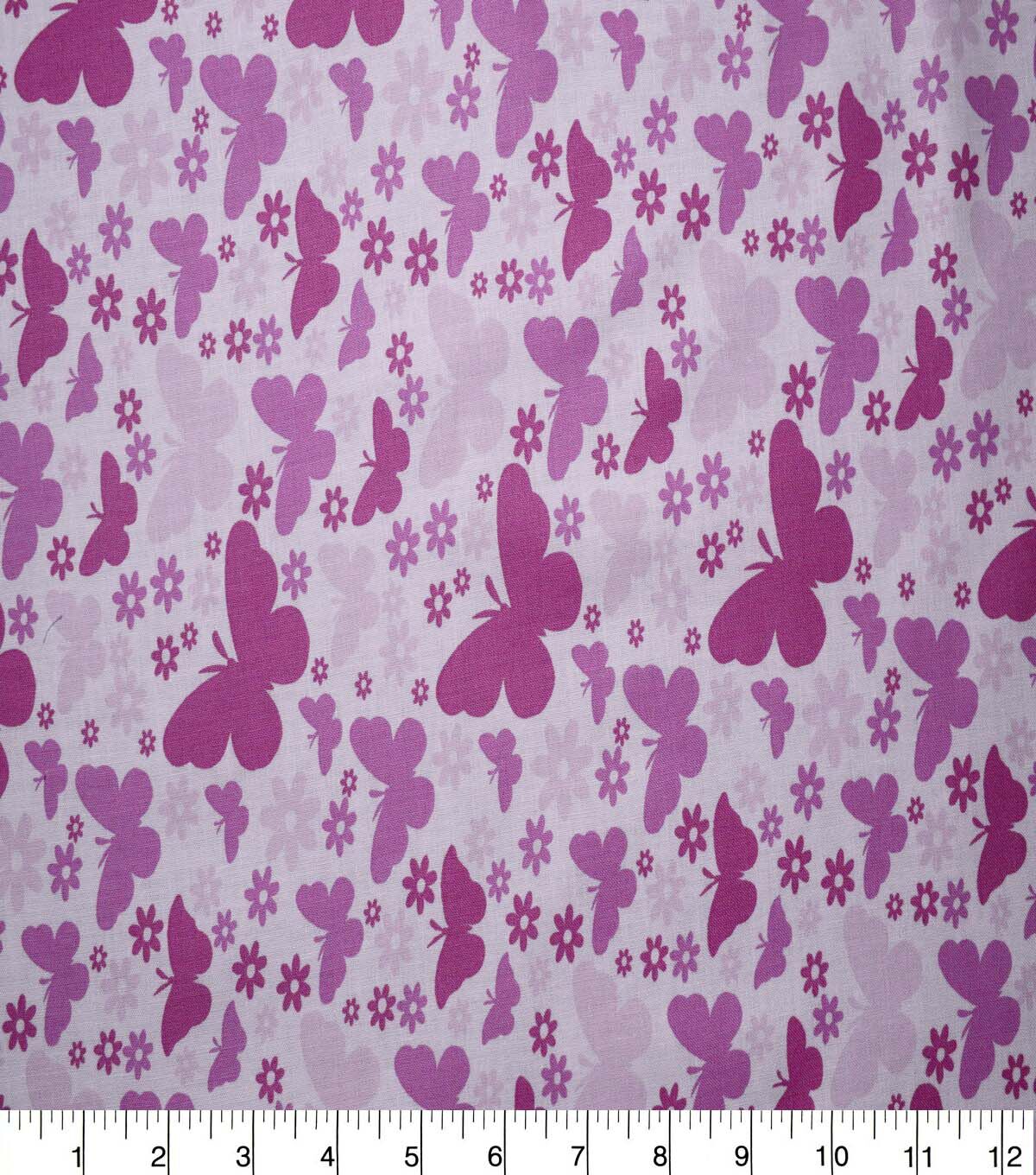 Butterflies on Pink Cotton Fabric by Quilter's Showcase