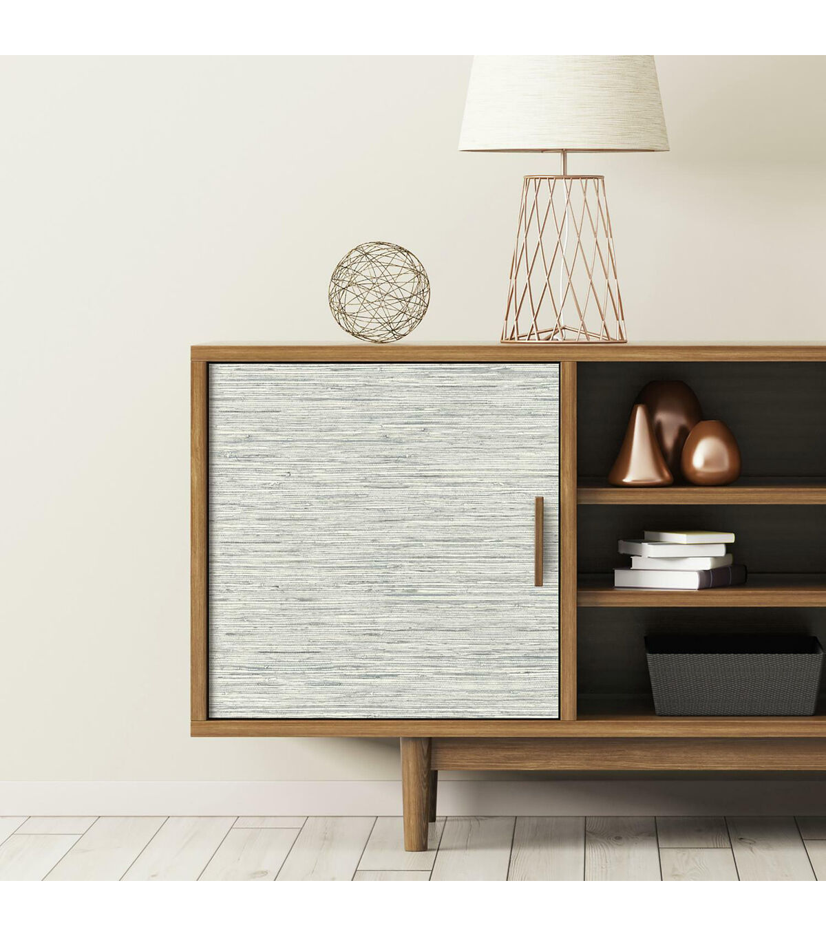 RoomMates Faux Grasscloth Peelable Wallpaper Grey