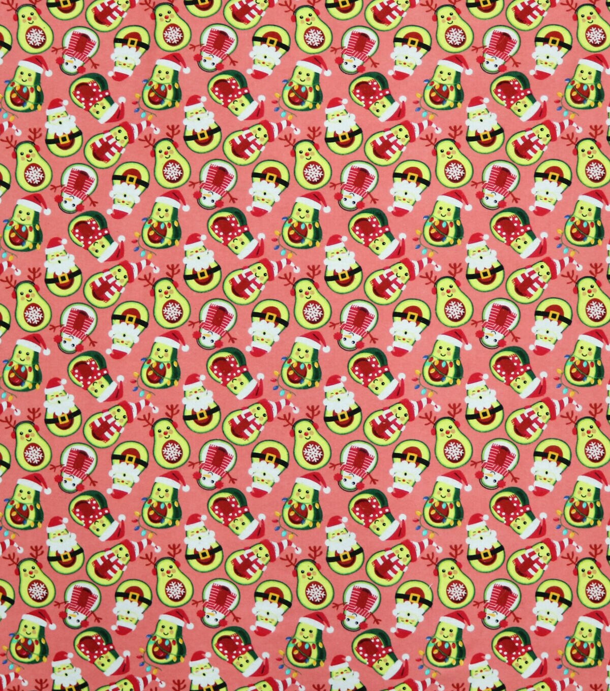 Avocado Santa & Snowmen Super Snuggle Christmas Flannel Fabric