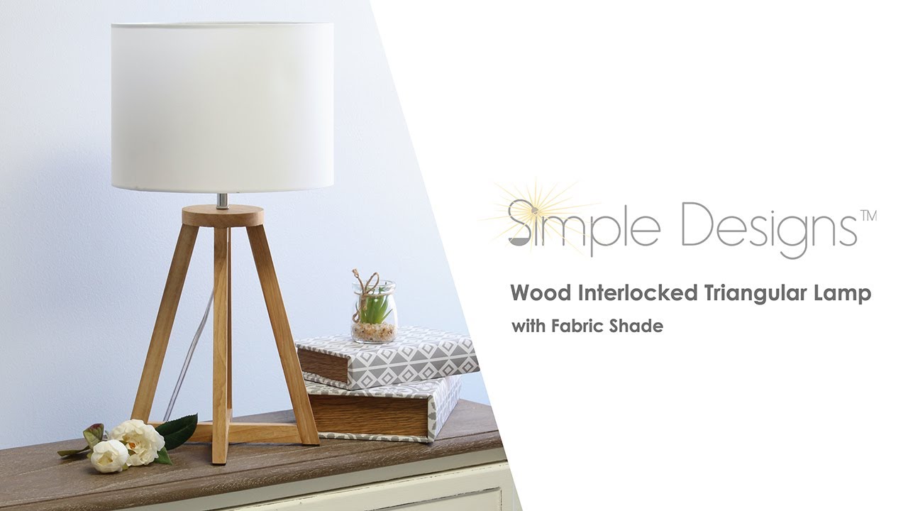 All The Rages Triangular Natural Wood Table Lamp with Fabric Shade