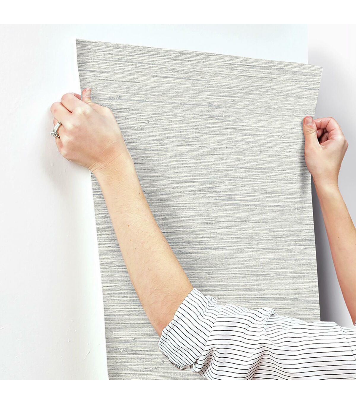 RoomMates Faux Grasscloth Peelable Wallpaper Grey