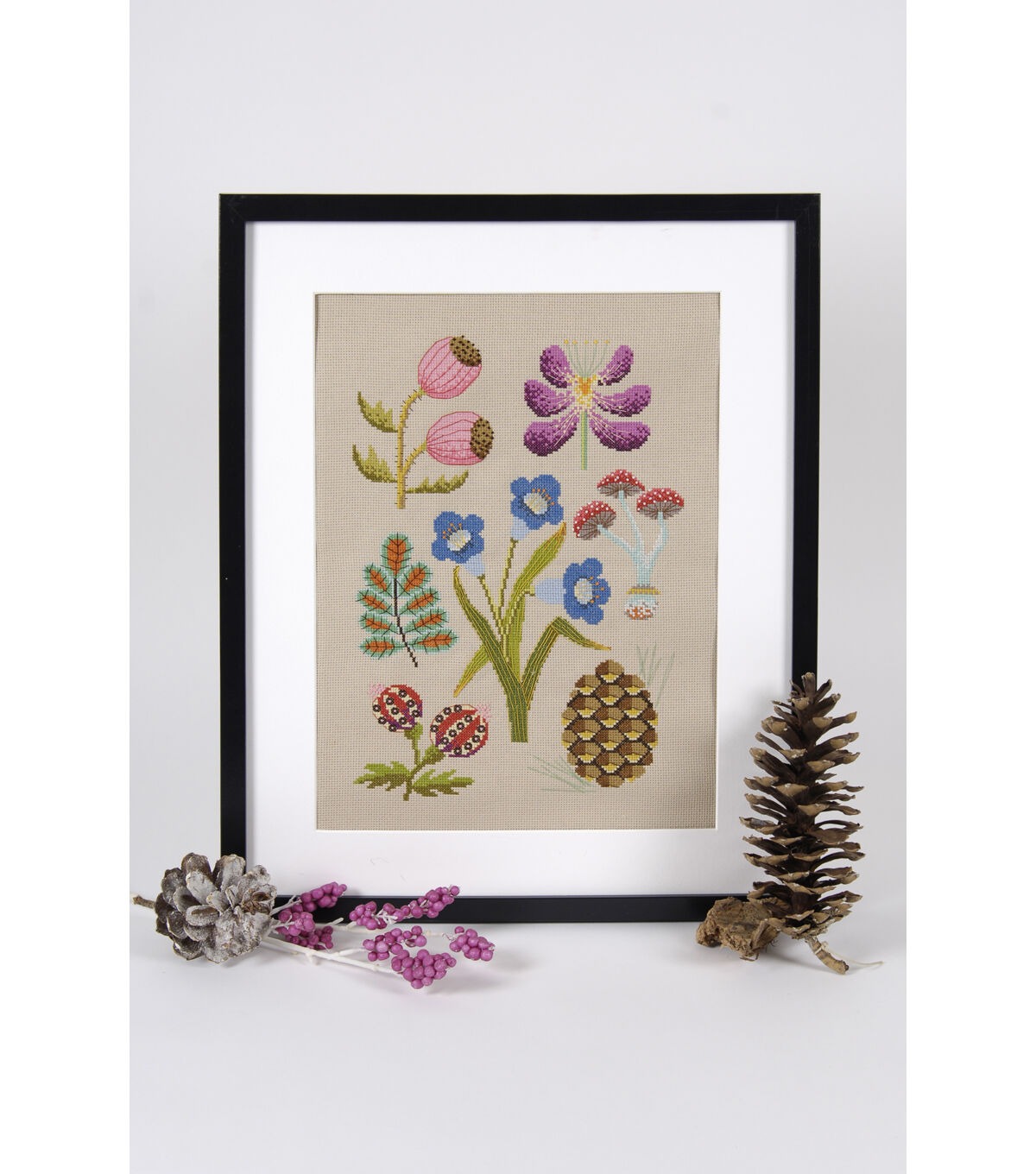 DMC 9 x 13 Emily Peacock Botanical Forest Cross Stitch Kit