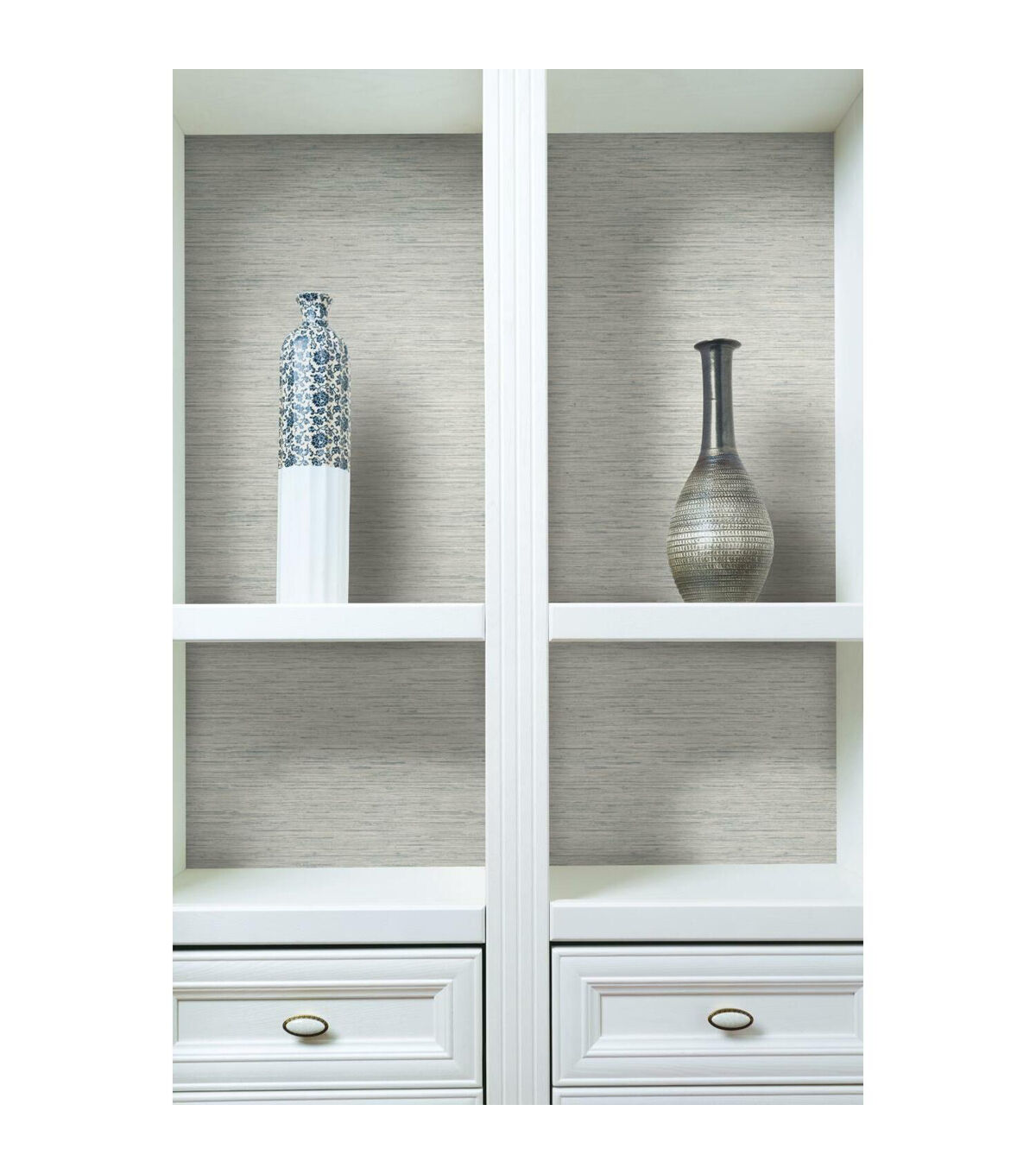 RoomMates Faux Grasscloth Peelable Wallpaper Grey