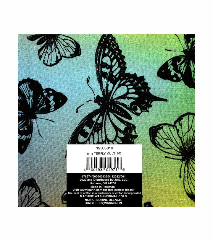 18 x 21 Butterflies Cotton Fabric Quarter 1pc by Keepsake Calico