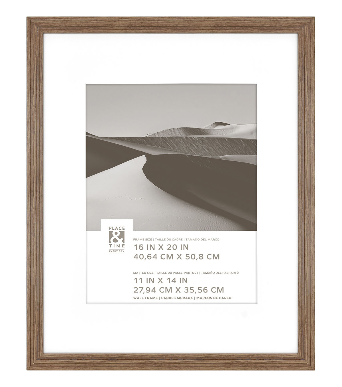 16 x 20 Matted to 11 x 14 Walnut Slat Wall Frame by Place & Time