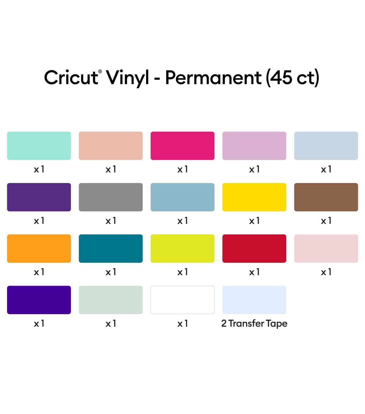 Cricut 12 x 12 Everything Permanent Vinyl Samplers 45ct