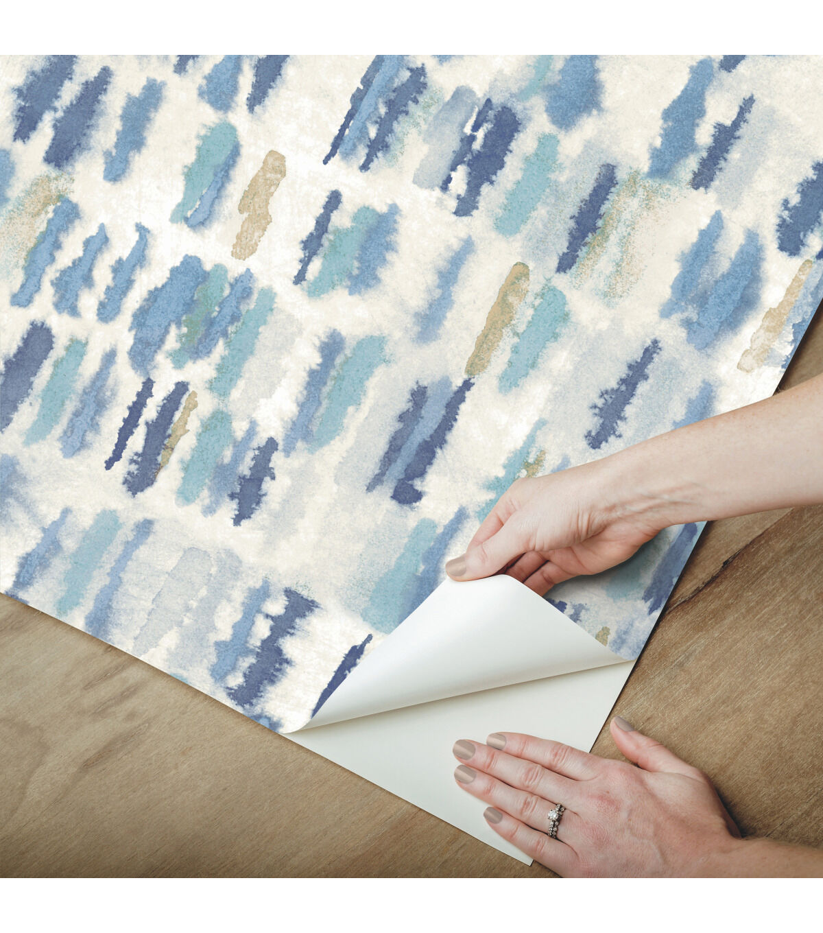 Tamara Day Watercolor Blue Peel & Stick Wallpaper By Roommates