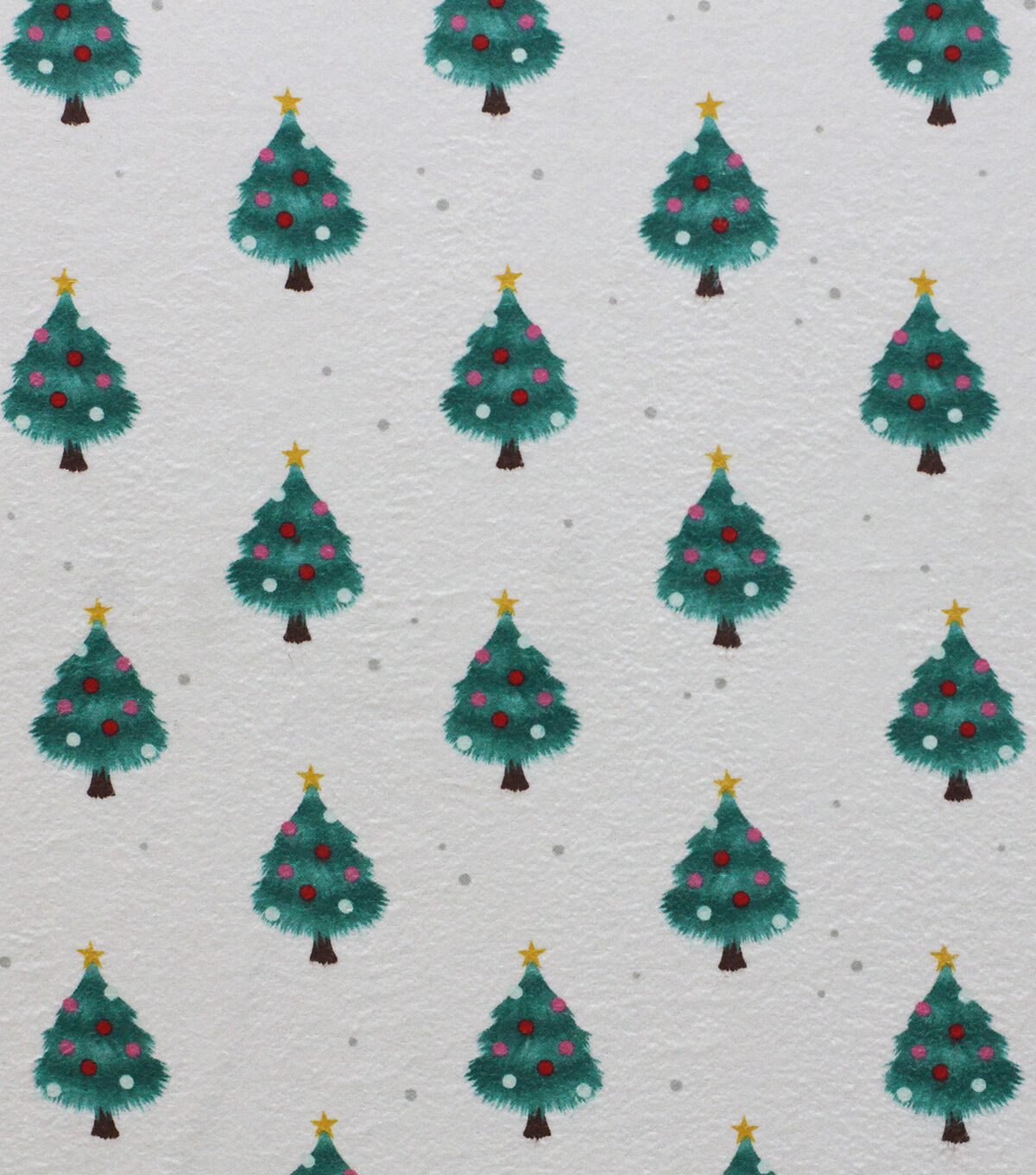 Trees & Dots on White Super Snuggle Christmas Flannel Fabric