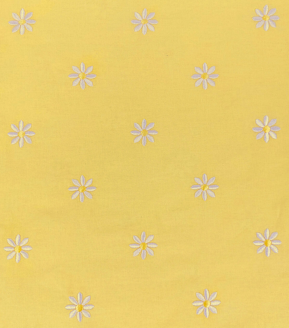 Daisy Embroideries on Yellow Quilt Cotton Fabric by Keepsake Calico