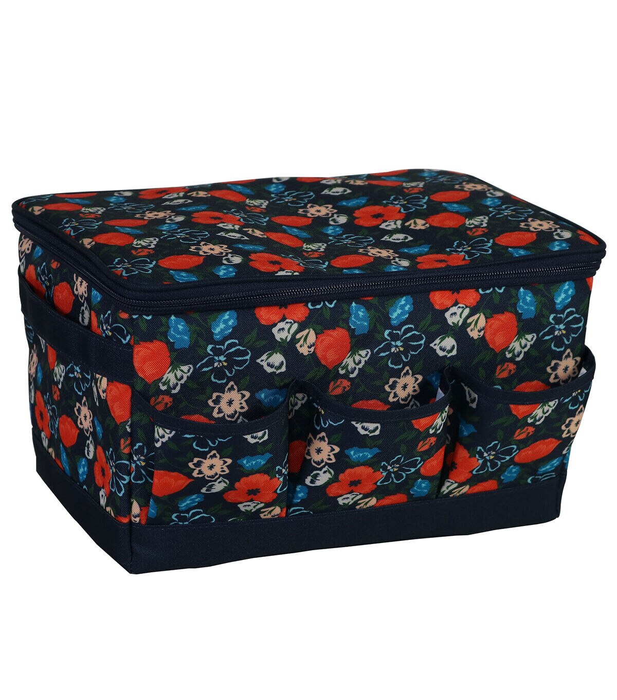 Everything Mary 8.5 x 8 Floral on Navy Craft Organizer With Lid