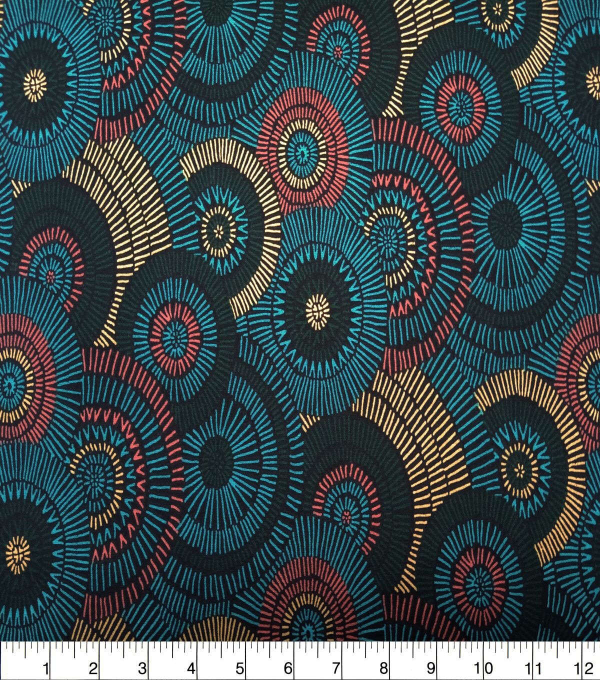 Dark Teal Overlap Circles Quilt Cotton Fabric by Quilter's Showcase