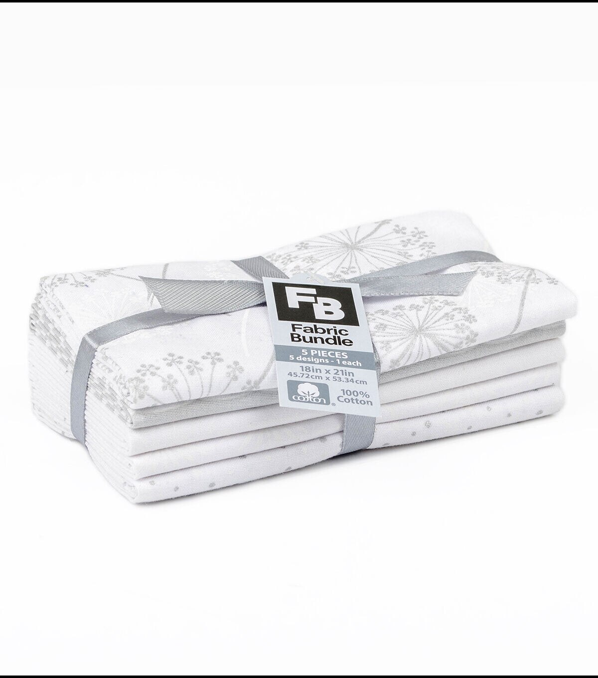 18 x 21 White Glitter Cotton Fabric Quarters 5ct by Keepsake Calico