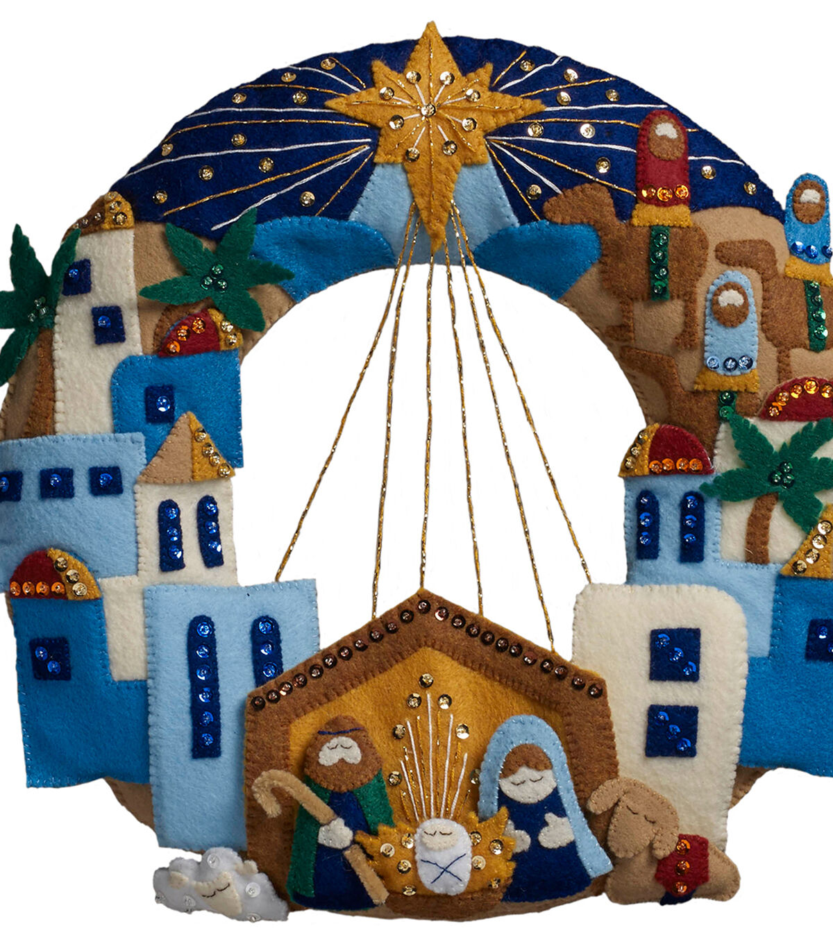 Bucilla Town Of Bethlehem Wreath Needle Felting Applique Kit