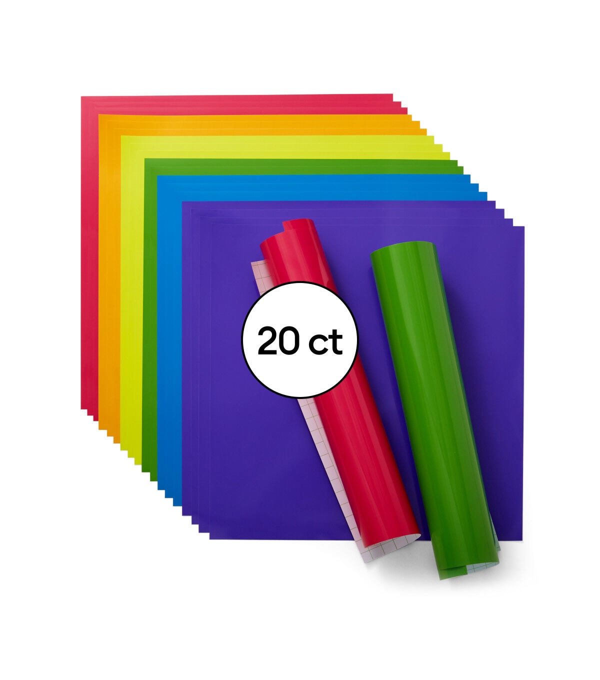 Cricut 12 x 12 Bright Rainbow Permanent Vinyl Samplers 20ct