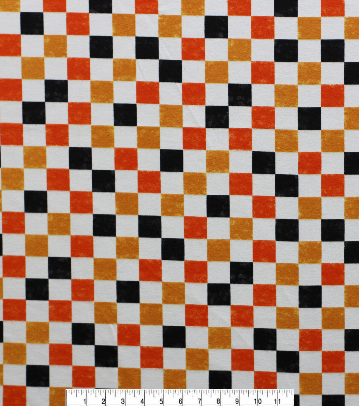 Orange Checkerboard Glow in the Dark Supr Snuggle Flannel Fabric