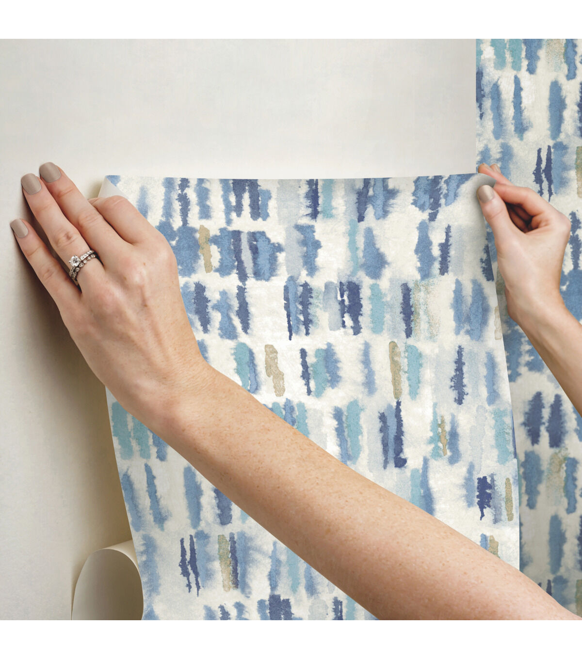Tamara Day Watercolor Blue Peel & Stick Wallpaper By Roommates