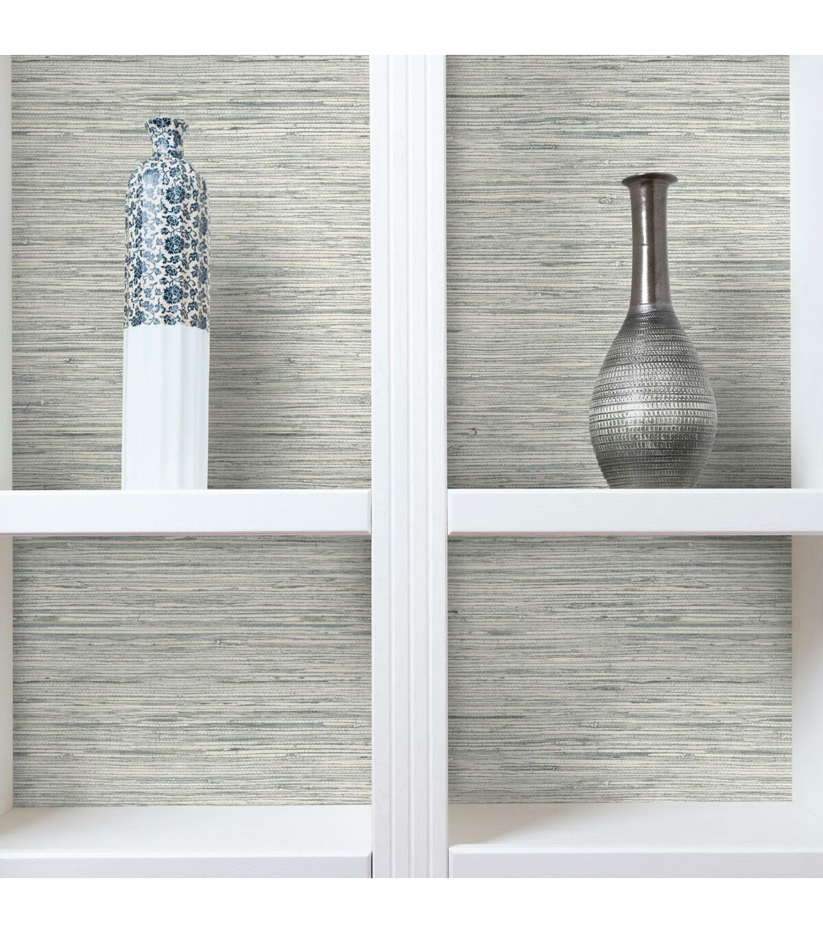 RoomMates Faux Grasscloth Peelable Wallpaper Grey