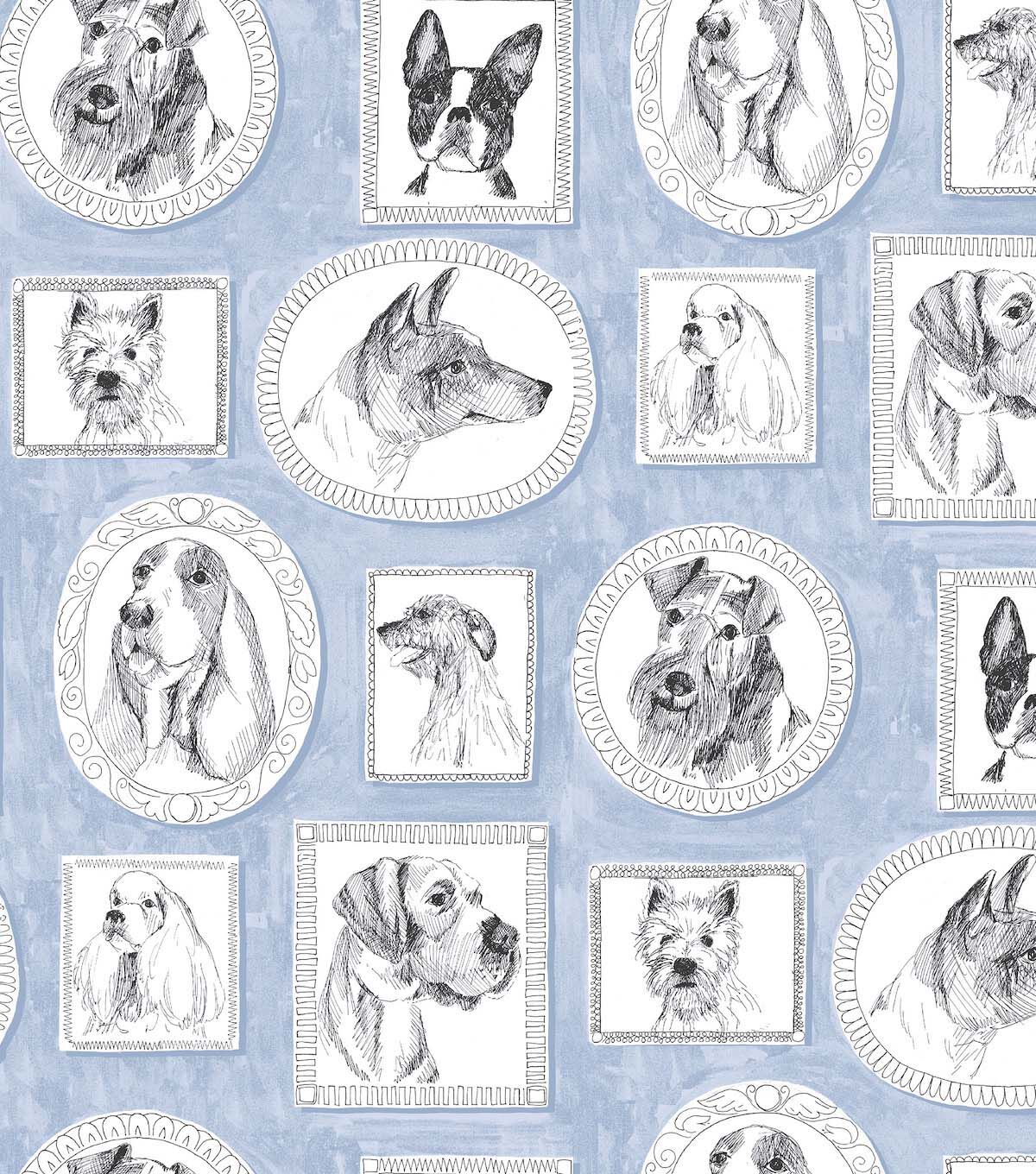 Surface Style 20.5' x 18' Celestial Pup Portraits Peel & Stick Wallpaper