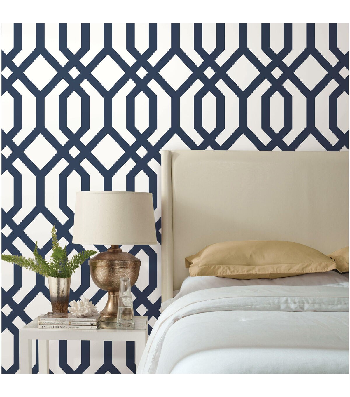 RoomMates 20.5 x 16.5' Navy Gazebo Lattice Peel & Stick Wallpaper