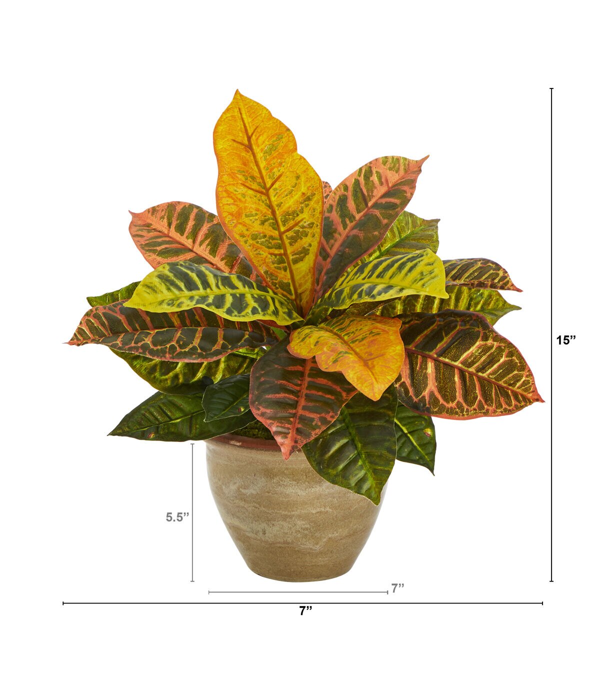Nearly Natural 15 Real Touch Garden Croton Artificial Plant in Planter