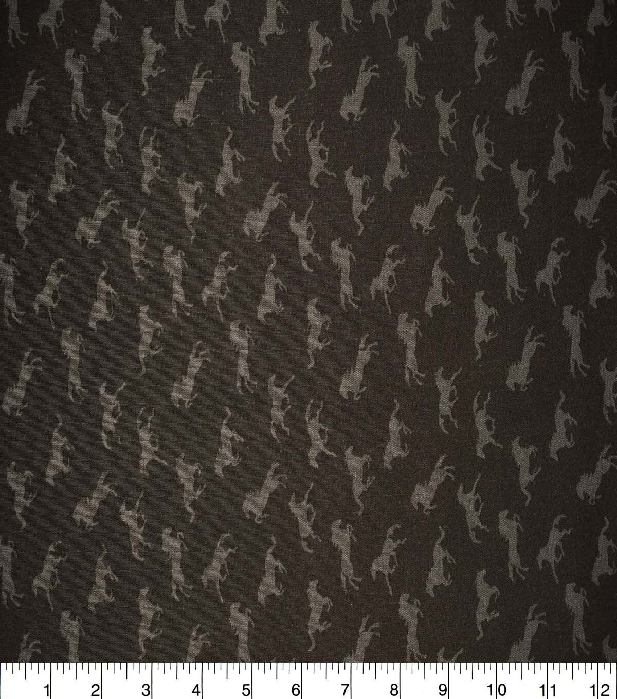 In the Wild Horses on Dark Brown Cotton Fabric by Quilter's Showcase