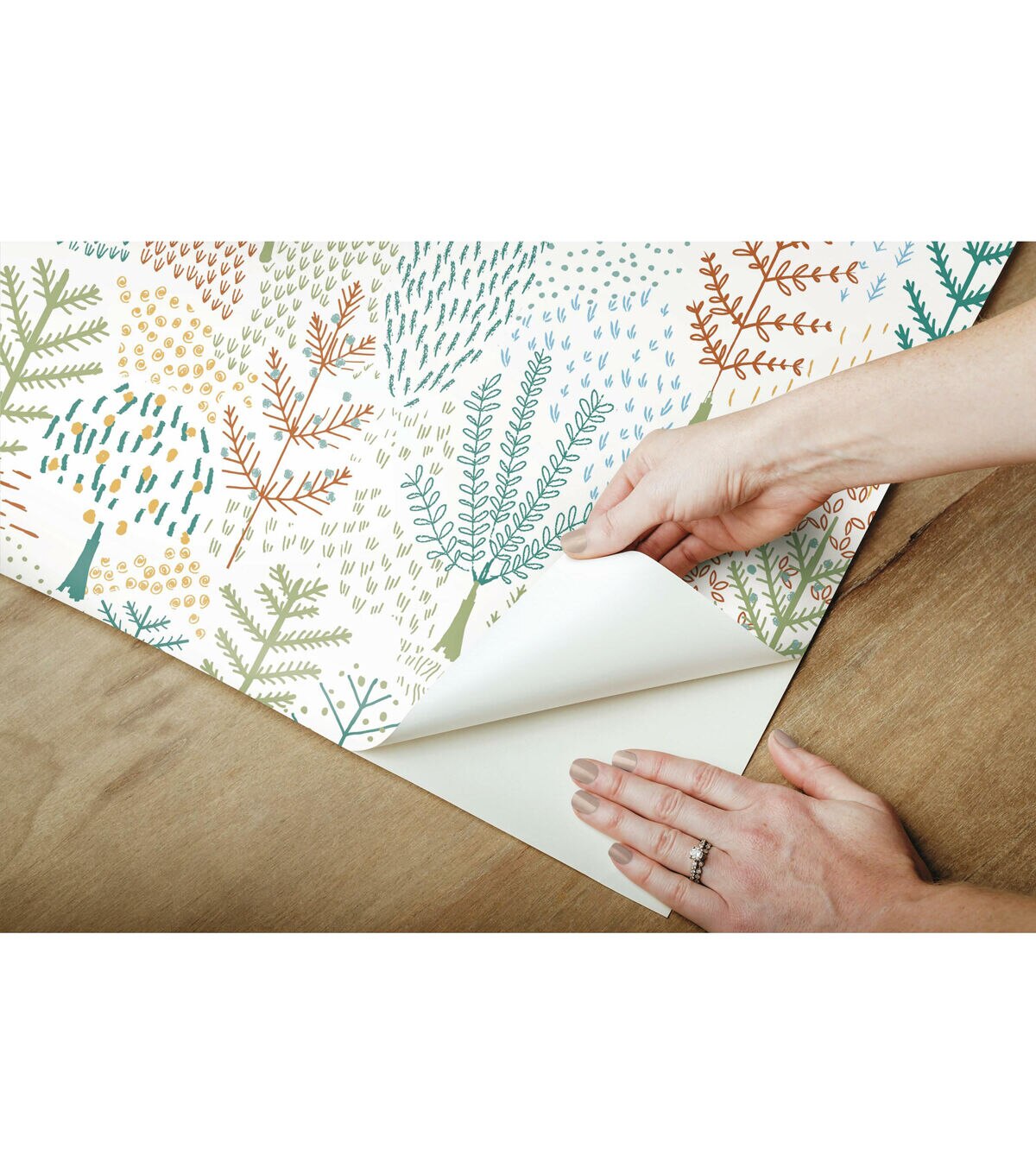 RoomMates 18 x 18' Multicolor Folklore Trees Peel & Stick Wallpaper